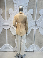 Beige Floral Appliqué Shirt Co-Ord Set