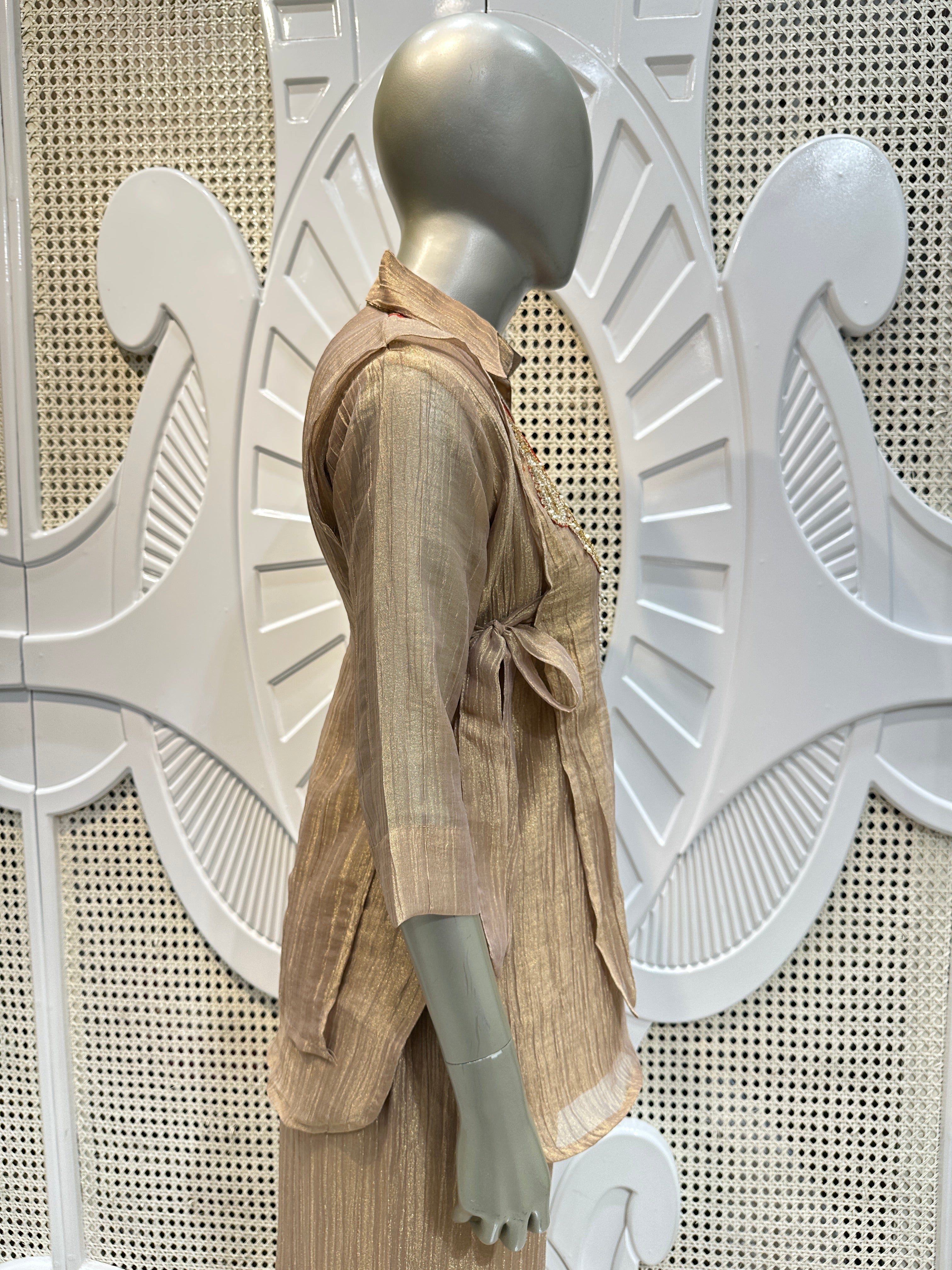 Champagne Beige Layered Embellished Co-Ord Set