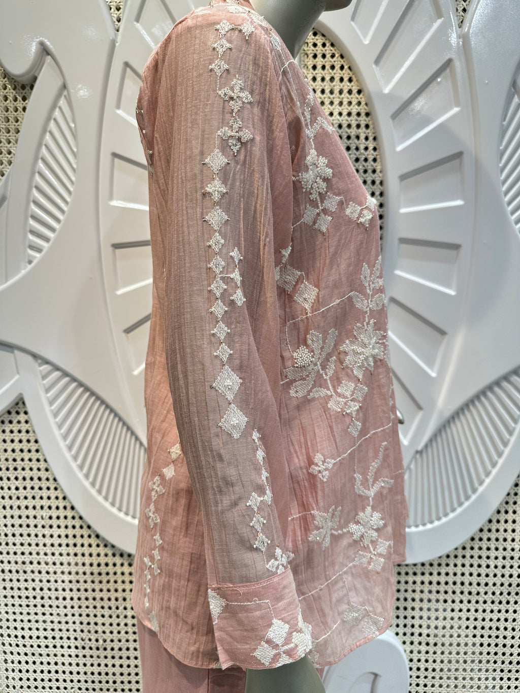 Blush Pink Floral Embroidered Co-Ord Set