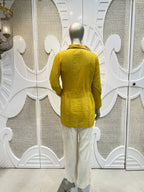 Mustard Yellow Floral Embroidered Shirt Co-Ord Set