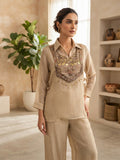 Champagne Beige Embellished Layered Co-Ord Set