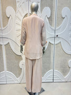 Blush Taupe Embroidered Shirt Co-Ord Set