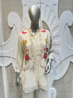 Ivory Floral Embroidered Three-Piece Co-Ord Set