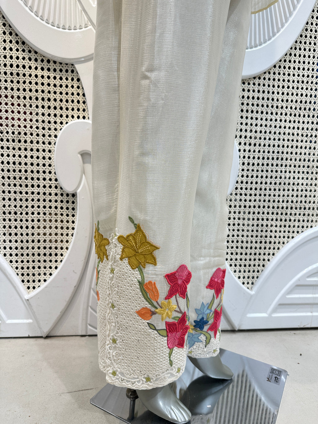 Ivory Floral Embroidered Three-Piece Co-Ord Set