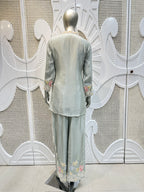 Sage Green Floral Embroidered Shirt Co-Ord Set