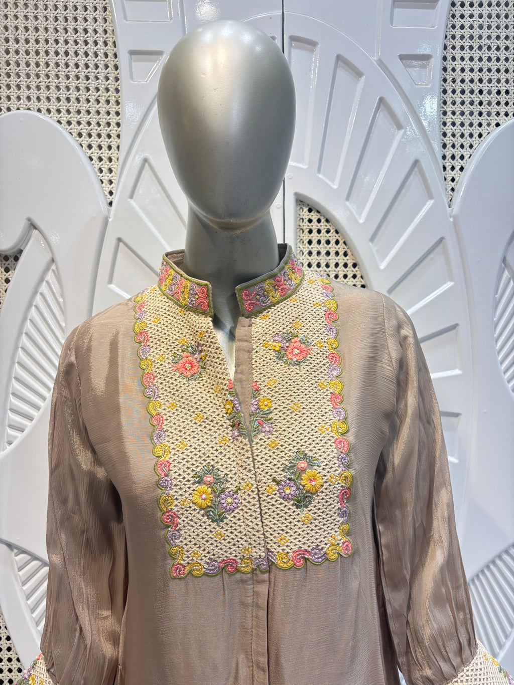 Mocha Brown Embellished Shirt Co-Ord Set