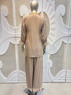 Mocha Brown Embellished Shirt Co-Ord Set