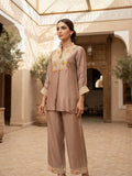 Mocha Brown Embellished Shirt Co-Ord Set
