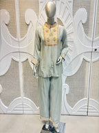 Sage Green Embellished Shirt Co-Ord Set