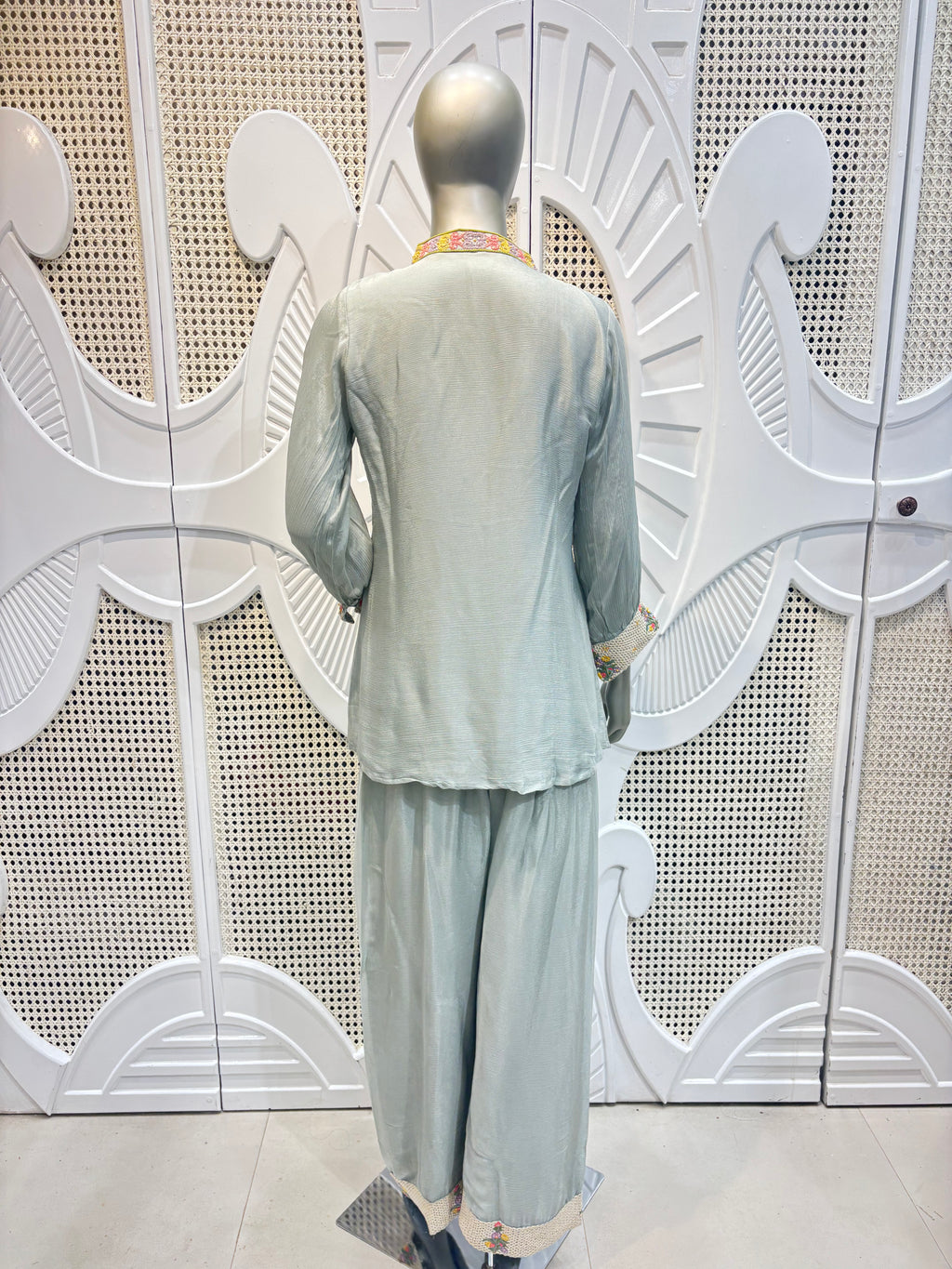 Sage Green Embellished Shirt Co-Ord Set