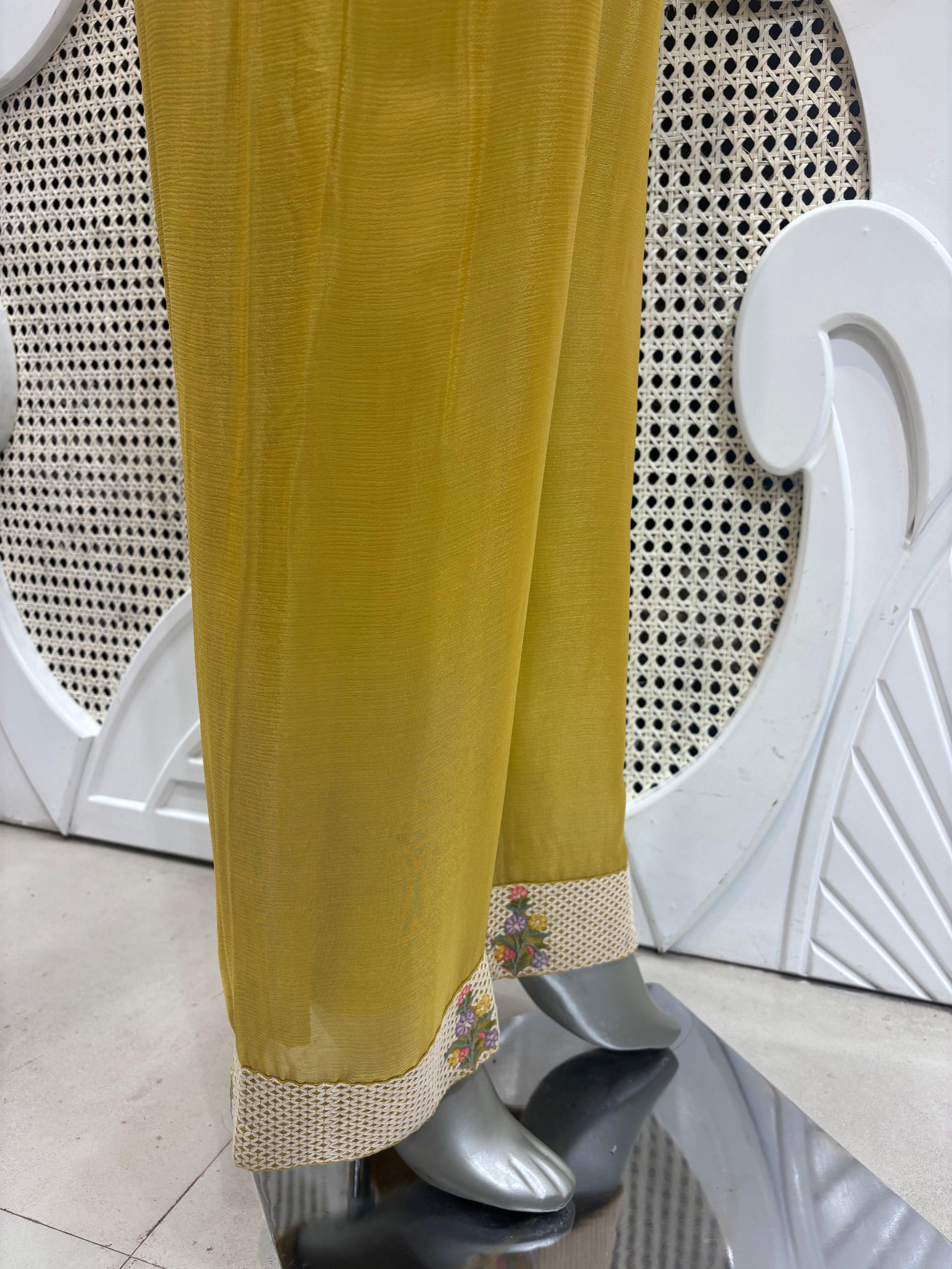 Mustard Yellow Embellished Shirt Co-Ord Set