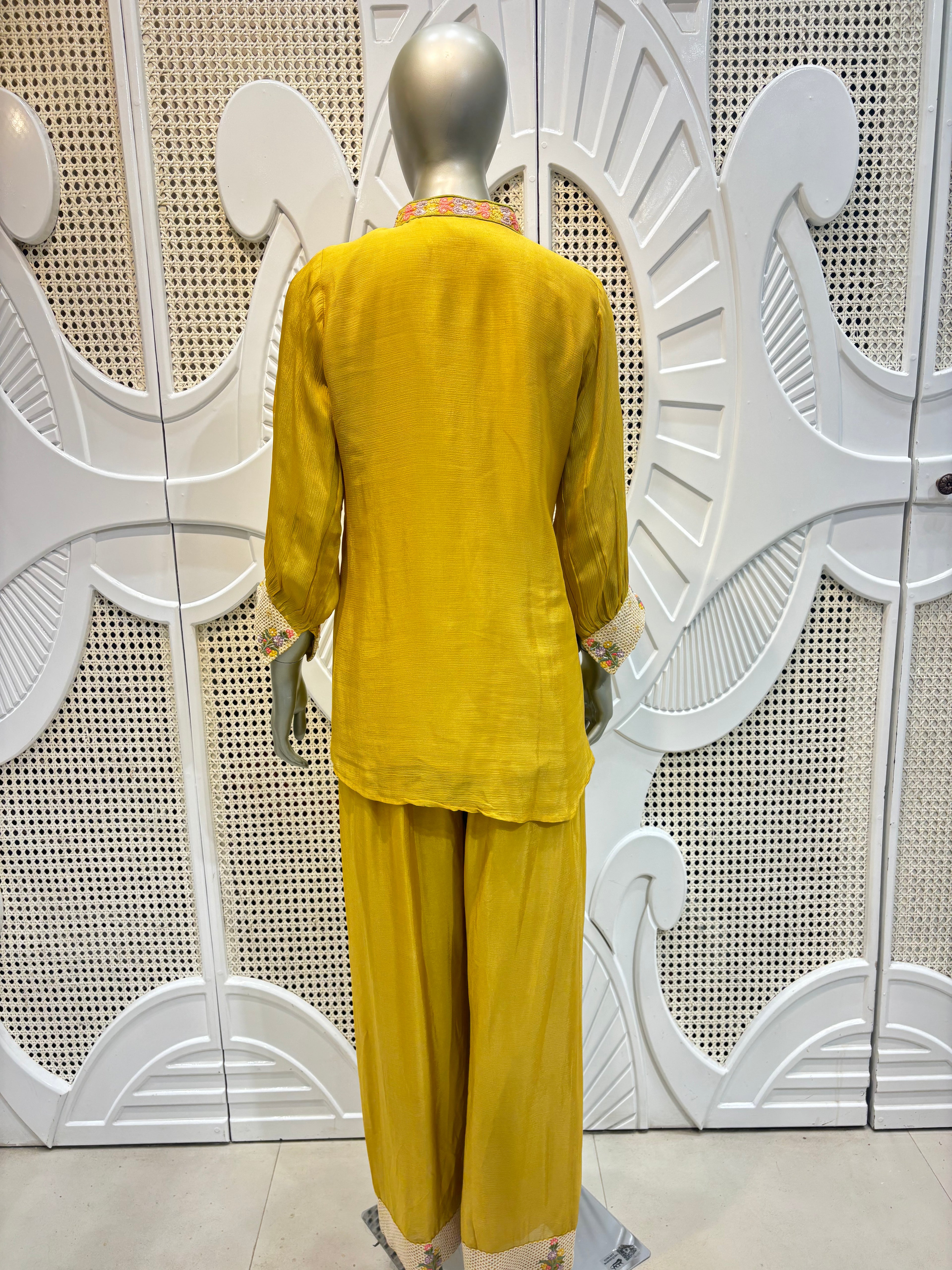 Mustard Yellow Embellished Shirt Co-Ord Set