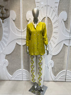 Lime Green Embellished Shirt Co-Ord Set