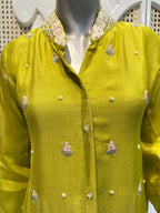 Lime Green Embellished Shirt Co-Ord Set