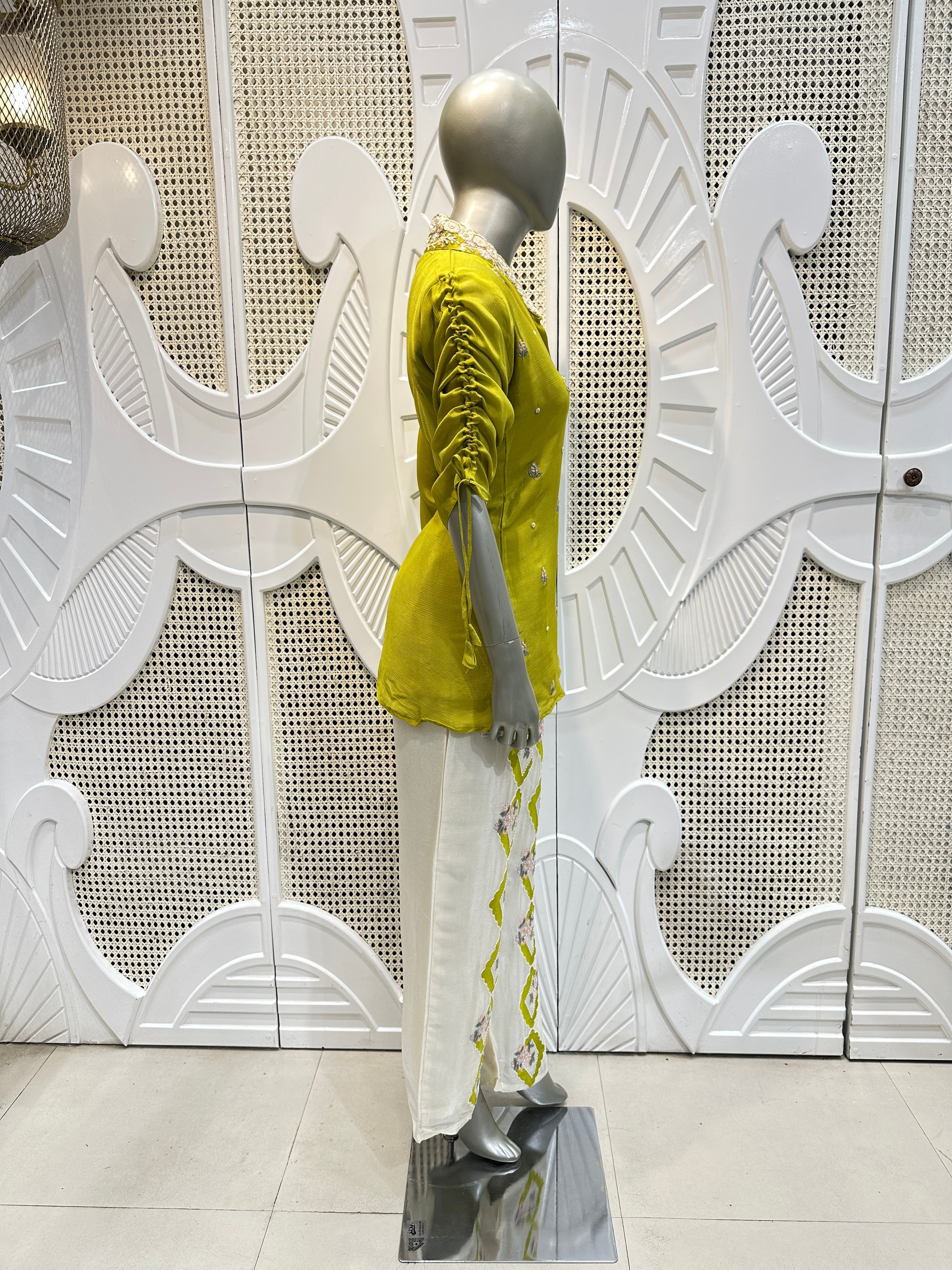 Lime Green Embellished Shirt Co-Ord Set