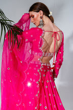 Fuchsia Georgette Embroidered Lehenga Set