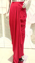 Fuchsia Pink Embellished Cape & Draped Skirt Set