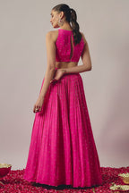 Fuchsia Pink Chinon Lehenga Set