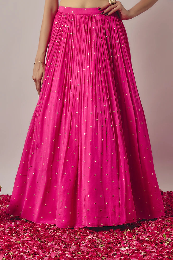Fuchsia Pink Chinon Lehenga Set