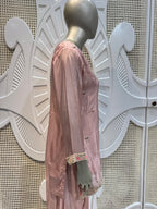 Old Rose Embroidered Silk Kurta Farshi Salwar Set