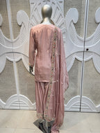 Old Rose Embroidered Silk Kurta Farshi Salwar Set
