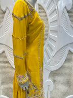 Haldi Yellow Scalloped Embroidered Silk Kurta Plazo Set