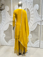 Haldi Yellow Scalloped Embroidered Silk Kurta Plazo Set