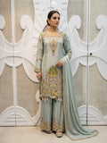 Sage Grey-Green Scalloped Embroidered Silk Kurta Plazo Set
