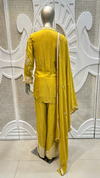 Mehendi Green Geometrical Embroidered Silk Kurta Plazo Set