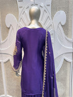 Royal Purple Paisley Embroidered Silk Kurta Plazo Set